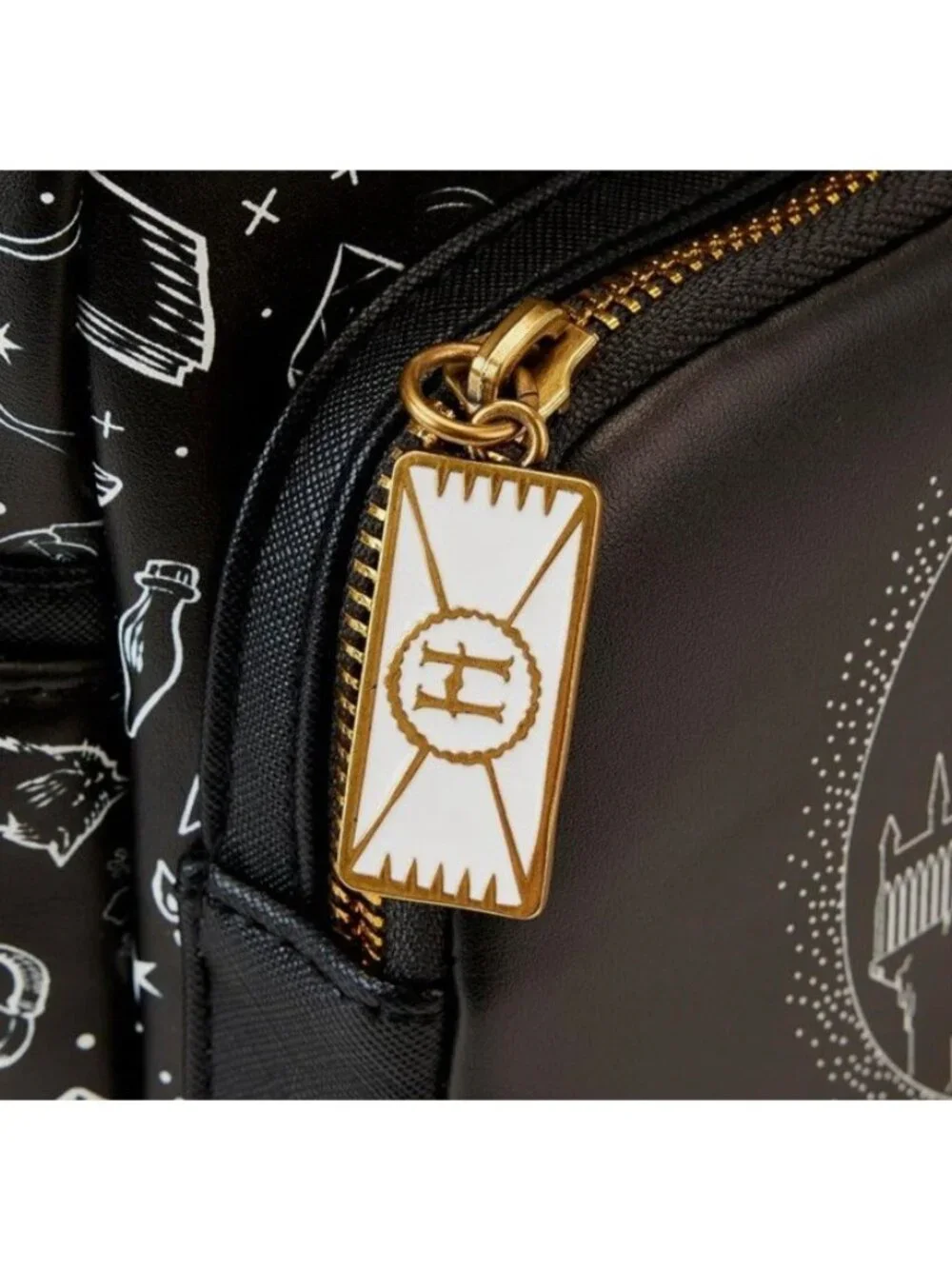 Loungefly Harry Potter Hogwarts Castle Black White Mini Backpack AOP Moon NWT - Picture 3 of 6